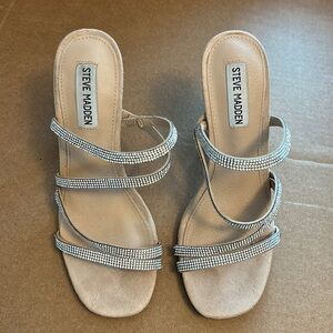 Steve Madden nude suede and rhinestone straps heels size 7